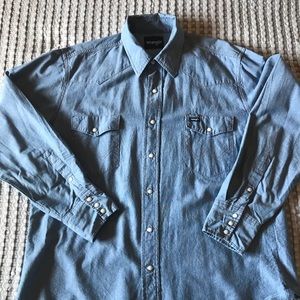 Wrangler Western Shirt Pearl Snap 17x35 (XL)